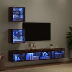 vidaXL Unités murales TV avec LED 5 Pièces Bois ancien Bois d'ingénierie