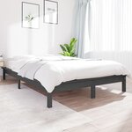 vidaXL Cadre de lit sans matelas gris bois massif