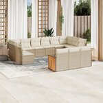 vidaXL Salon de jardin avec coussins 13 Pièces beige résine tressée