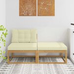vidaXL 2 Pièce Pouf d'Extérieur Polyester Blanc