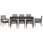 vidaXL Ensemble de salle à manger de jardin de 9 pièces avec coussins en poly rotin marron