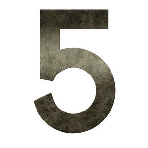 Numéro 5 - Numéro adhésif pour boîte aux lettres - Vinyle épais texturé  hauteur 50 mm. Métal Cuivré.