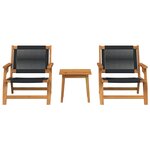 vidaXL Chaises de jardin avec table 3 Pièces Noir 45 x 45 x 40 cm