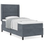 Lit à ressorts vidaXL avec matelas gris foncé 80x200 cm en velours
