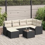 vidaXL Ensemble de canapé de jardin 7 Pièces Noir et blanc Poly rotin