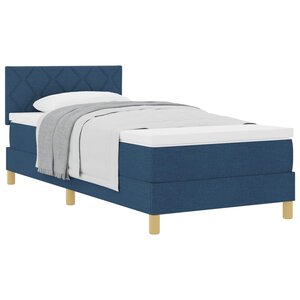 vidaXL Lit à ressorts avec coussin Bleu 90 x 200 cm tissu