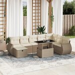 vidaXL Salon de jardin avec coussins 9 Pièces beige résine tressée