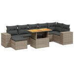 vidaXL Salon de jardin 8 Pièces avec coussins gris résine tressée