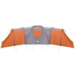 vidaXL Tente familiale à dôme 12 personnes gris et orange imperméable