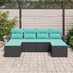 vidaXL Ensemble de canapé de jardin avec coussin 6 Pièces Noir polyrotin