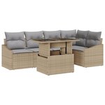 vidaXL Set de canapé de jardin 6 pièces avec coussins Beige Poly rotin