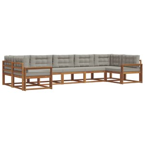 vidaXL Ensemble de canapés d'extérieur 7 pc Gris Naturel et Clair