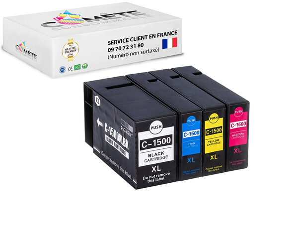 1500xl - 4 cartouches compatibles canon pgi-1500 xl pour imprimantes canon maxify - 1 noir  1 cyan 1 magenta 1 jaune