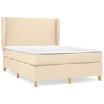vidaXL Sommier à lattes de lit avec matelas Crème 140x200 cm Tissu