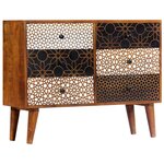 vidaXL Buffet avec motif imprimé 90x30x70 cm Bois de manguier massif