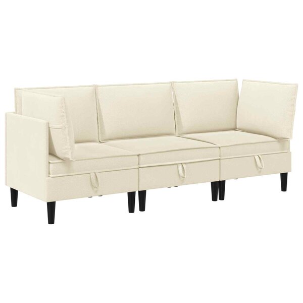vidaXL Ensemble de meubles pour le salon 3 Pièces Crème Tissu
