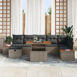 vidaXL Ensemble de Canapé de Jardin 8 Pièces avec Coussins Gris Poly Rotin