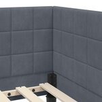vidaXL Cadre de lit d'angle Gris foncé 90 cm x 200 cm Velours