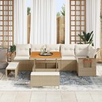 vidaXL Ensemble de canapé de jardin 9 Pièces Beige polyrotin