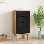 vidaXL Commode OTTA Noir 45 x 39 x 90 cm Bois de pin massif