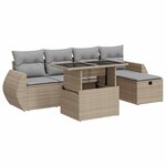 vidaXL Salon de jardin avec coussins 6 Pièces beige résine tressée