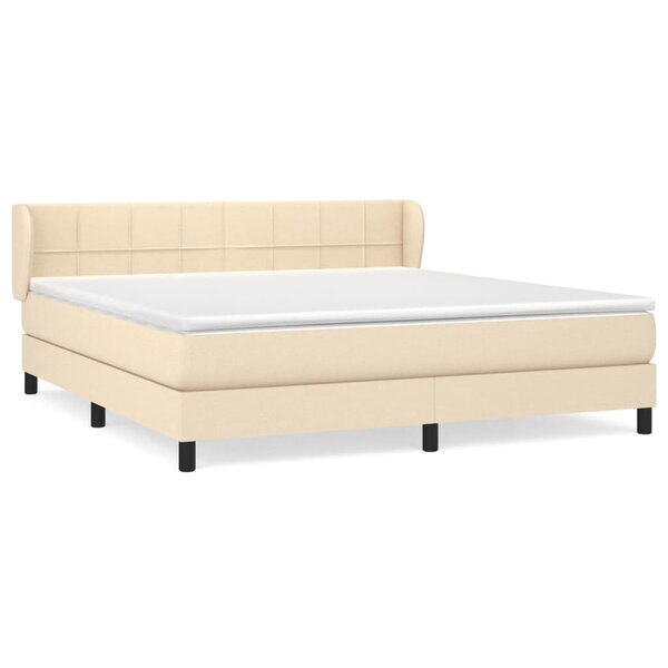 vidaXL Sommier à lattes de lit avec matelas Crème 160x200 cm Tissu