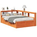vidaXL Lit bibliothèque sans matelas cire marron 140x190 cm pin massif