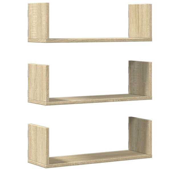 vidaXL Étagères murales 3Pièces chêne sonoma 58x18x18cm bois d'ingénierie
