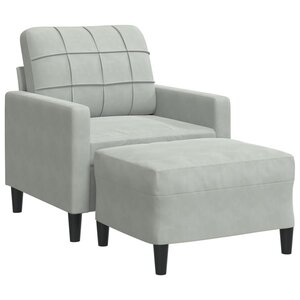 vidaXL Fauteuil avec repose-pied Gris clair 60 cm Velours