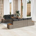 vidaXL Ensemble de canapé de jardin avec coussin 8 Pièces Gris Poly rotin