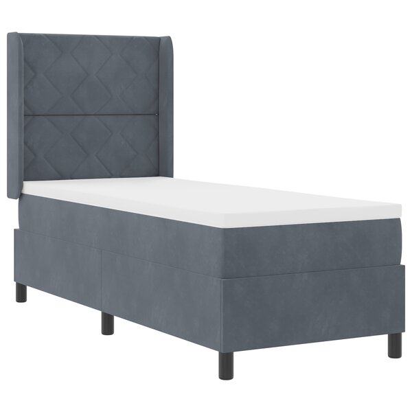 vidaXL Lit Box Spring avec Matelas Gris Foncé 80x200 cm Velours