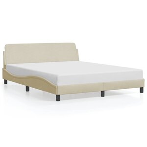 vidaXL Cadre de lit Dover crème 160x200 cm tissu