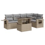 vidaXL Salon de jardin avec coussins 6 Pièces beige résine tressée