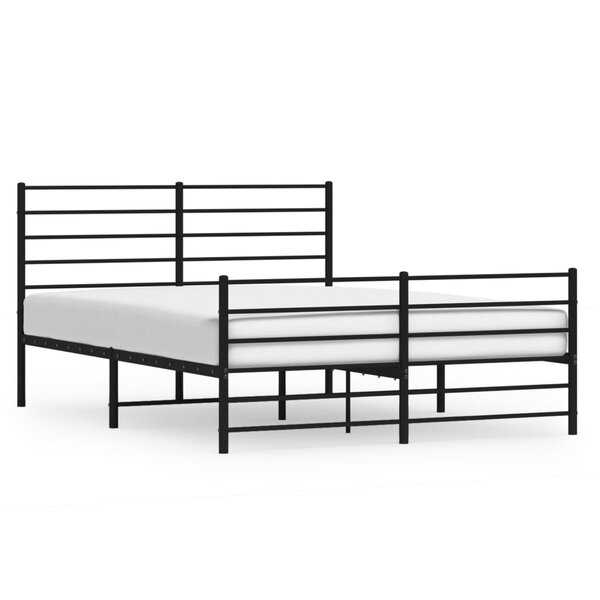 vidaXL Cadre de lit métal avec tête de lit/pied de lit noir 120x200 cm