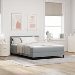 vidaXL Lit à ressorts avec matelas et lumière LED Gris clair 160x200 cm Tissu