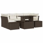 vidaXL Ensemble de canapé de jardin avec coussin 7 Pièces Marron  Crème