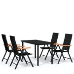 vidaXL Ensemble à manger de jardin 5 Pièces Noir
