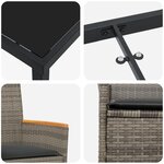 vidaXL Ensemble de salle à manger de jardin 9 pièces avec coussins Gris Poly Rattan