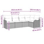 vidaXL Ensemble de canapé de jardin 5 Pièces Marron Poly rotin