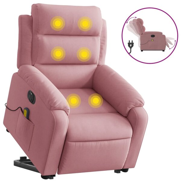 vidaXL Fauteuil inclinable de massage électrique rose velours