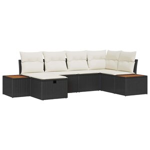 vidaXL Ensemble de canapé de jardin 6 Pièces Noir Poly rotin