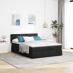 vidaXL Lit ottoman avec matelas et LED noir 140x200 cm tissu