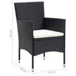 vidaXL Ensemble à dîner de jardin avec coussins 5 Pièces poly rotin noir