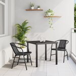vidaXL Set de jardin 3 pièces Rattan plastique noir