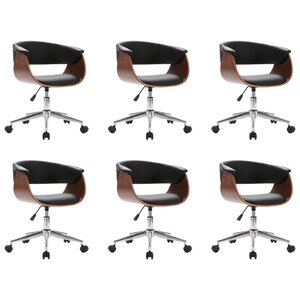 vidaXL Chaises pivotantes à manger lot de 6 noir similicuir