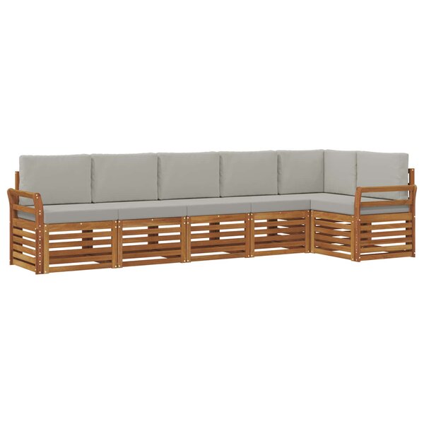 vidaXL Ensemble de canapés d'extérieur 6 pc Gris Naturel et Clair