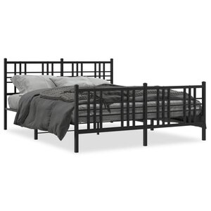 vidaXL Cadre de lit métal sans matelas avec pied de lit noir 150x200cm
