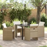 Ensemble de Dîner de Jardin de 5 Pièces avec Coussins Beige vidaXL