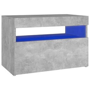 vidaXL Table de chevet avec lumières LED gris béton 60x35x40 cm