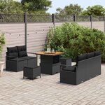 vidaXL Ensemble de canapé de jardin avec coussin 8 Pièces Noir